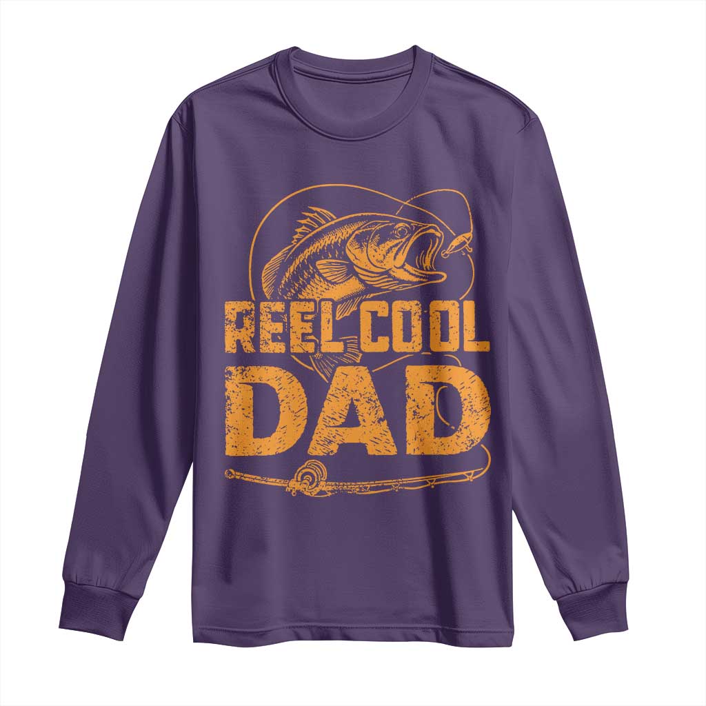 Reel Cool Dad Long Sleeve Shirt Funny Fishing Fisherman Fathers Day TS10 Purple Print Your Wear