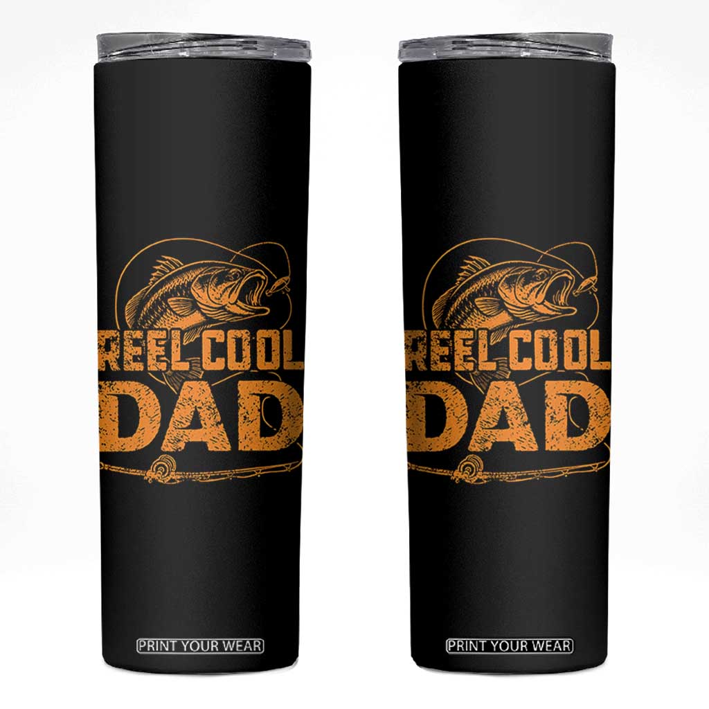 Reel Cool Dad Skinny Tumbler Funny Fishing Fisherman Fathers Day TS10 Black Print Your Wear