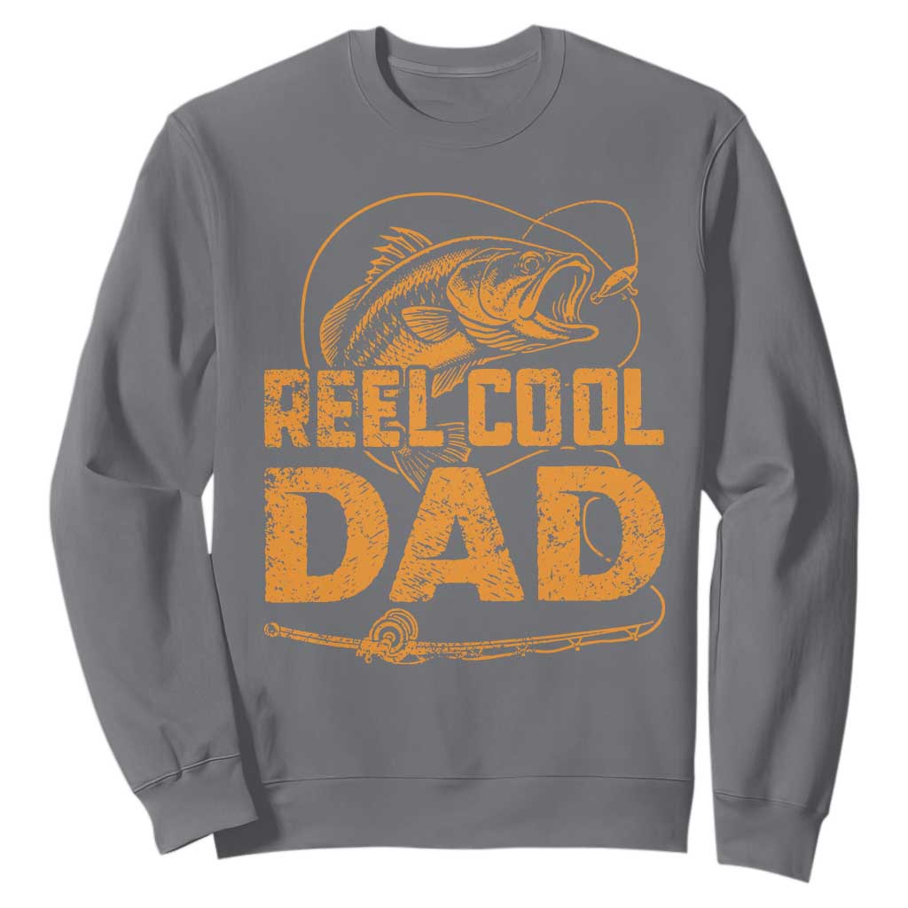 Reel Cool Dad Sweatshirt Funny Fishing Fisherman Fathers Day TS10 Charcoal Print Your Wear