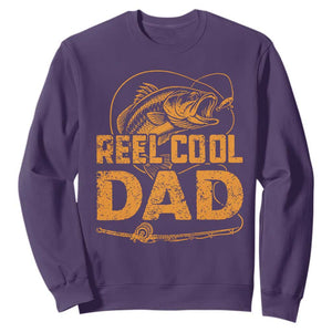 Reel Cool Dad Sweatshirt Funny Fishing Fisherman Fathers Day TS10 Purple Print Your Wear