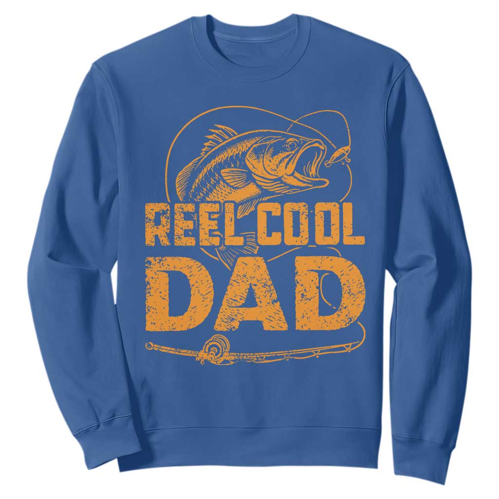 Reel Cool Dad Sweatshirt Funny Fishing Fisherman Fathers Day TS10 Royal Blue Print Your Wear