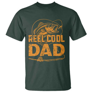 Reel Cool Dad T Shirt Funny Fishing Fisherman Fathers Day TS10 Dark Forest Green Print Your Wear