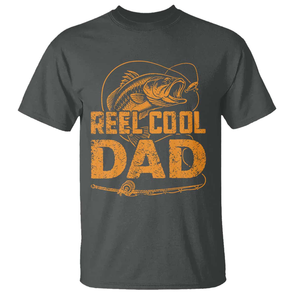 Reel Cool Dad T Shirt Funny Fishing Fisherman Fathers Day TS10 Dark Heather Print Your Wear
