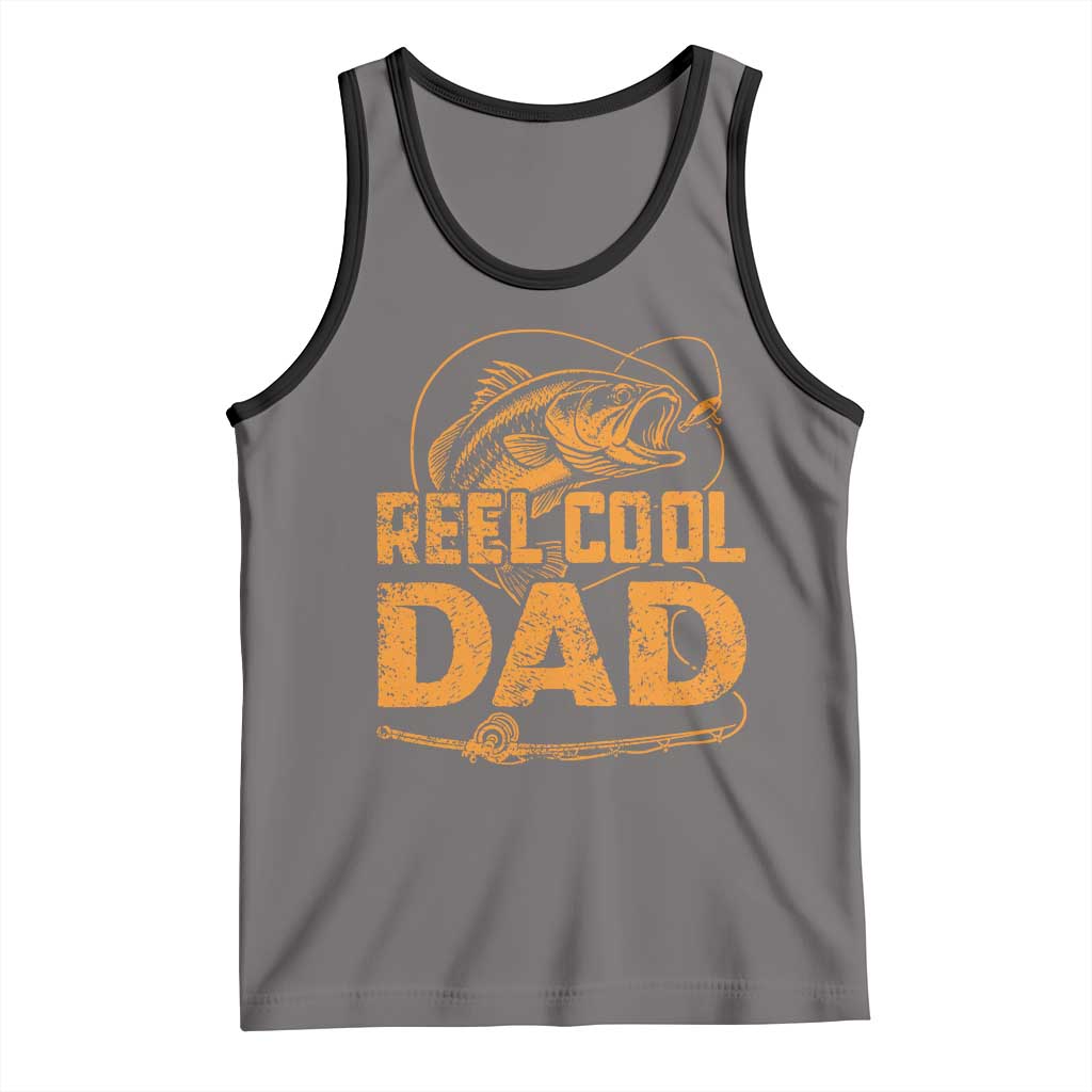 Reel Cool Dad Tank Top Funny Fishing Fisherman Fathers Day TS10 Deep Heather Black Print Your Wear