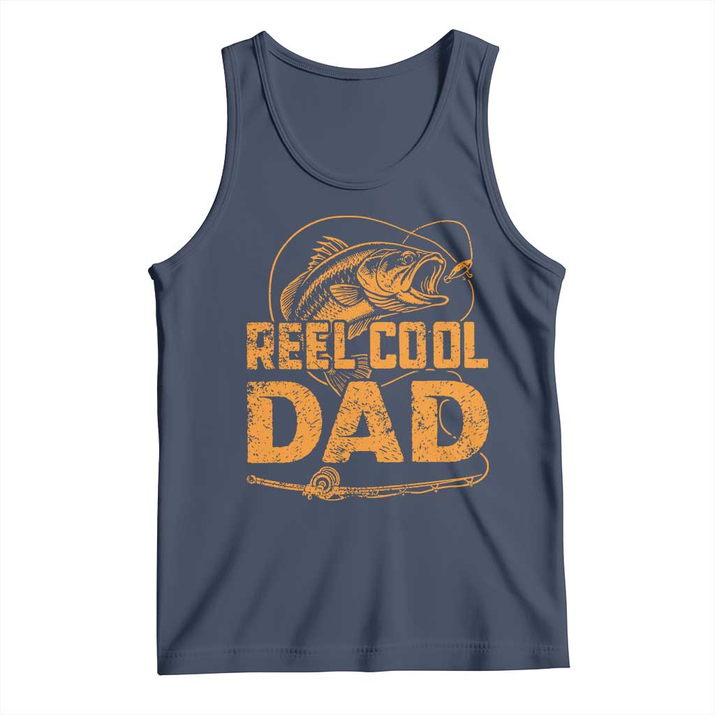 Reel Cool Dad Tank Top Funny Fishing Fisherman Fathers Day TS10 Navy Print Your Wear