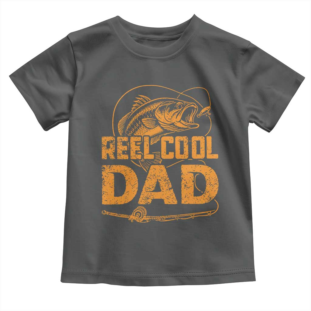 Reel Cool Dad Toddler T Shirt Funny Fishing Fisherman Fathers Day TS10 Dark Heather Print Your Wear