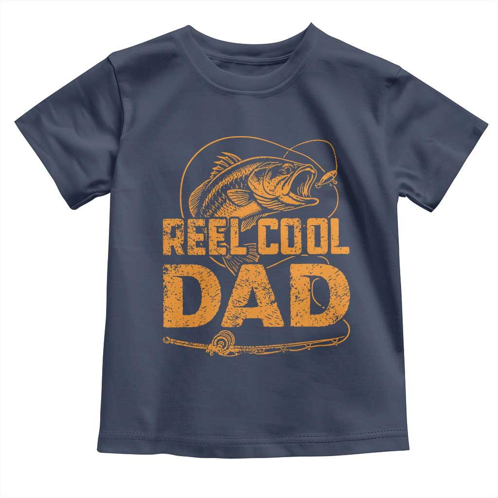 Reel Cool Dad Toddler T Shirt Funny Fishing Fisherman Fathers Day TS10 Navy Print Your Wear
