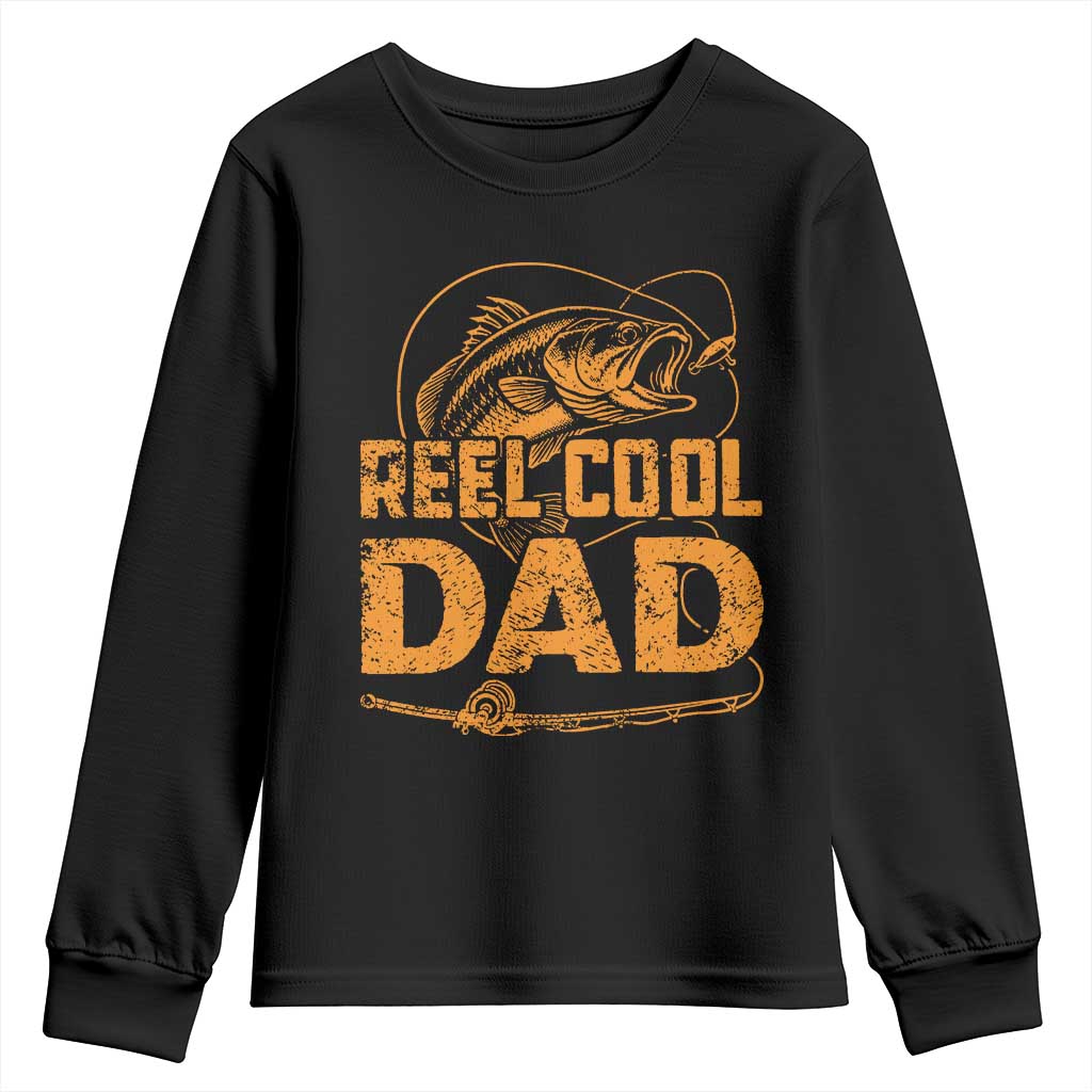 Reel Cool Dad Youth Sweatshirt Funny Fishing Fisherman Fathers Day TS10 Black Print Your Wear