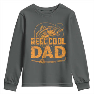 Reel Cool Dad Youth Sweatshirt Funny Fishing Fisherman Fathers Day TS10 Dark Heather Print Your Wear