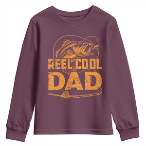 Reel Cool Dad Youth Sweatshirt Funny Fishing Fisherman Fathers Day TS10 Maroon Print Your Wear