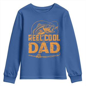 Reel Cool Dad Youth Sweatshirt Funny Fishing Fisherman Fathers Day TS10 Royal Blue Print Your Wear