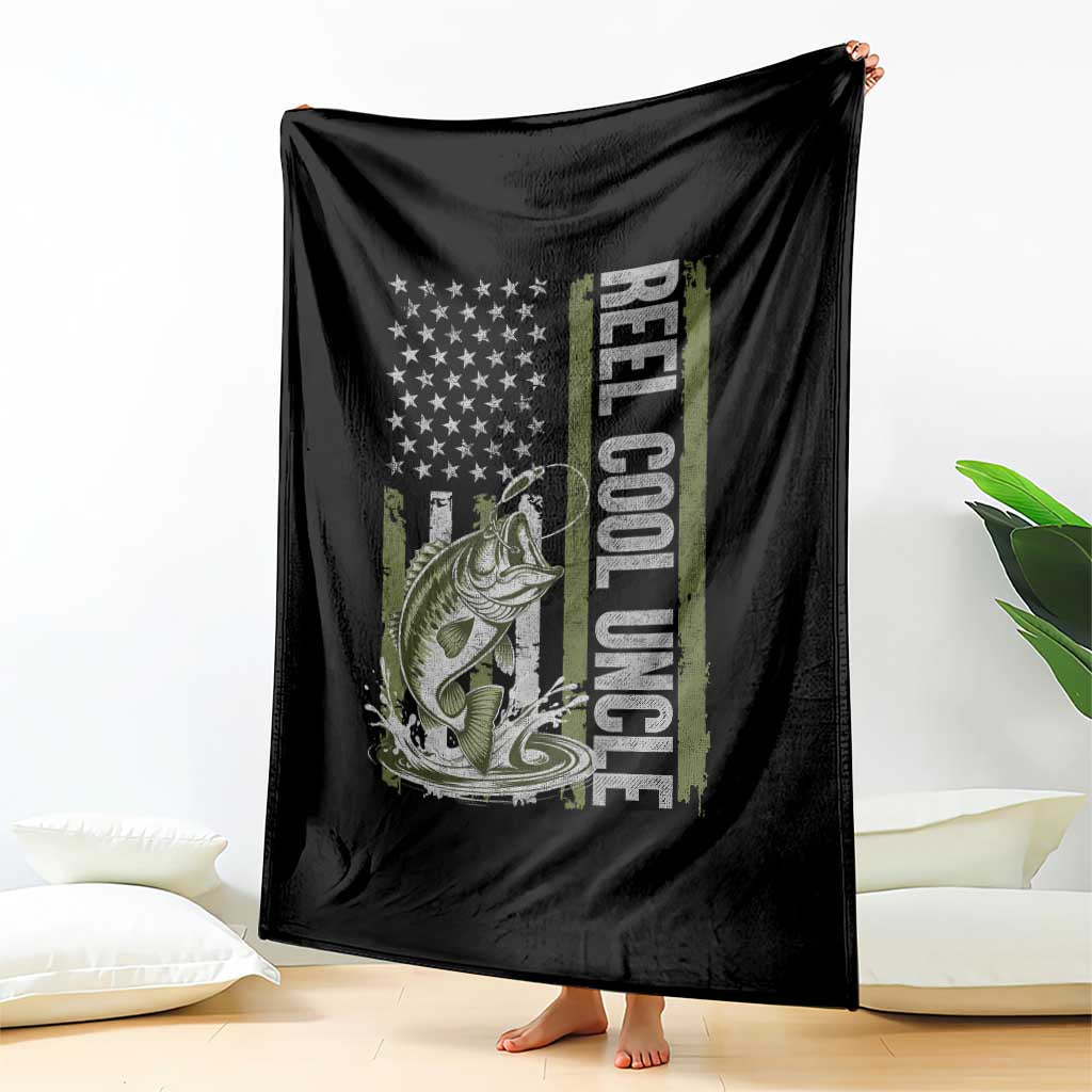 Uncle Fishing Throw Blanket Reel Cool Uncle Fisherman US Flag TS10 Print Your Wear