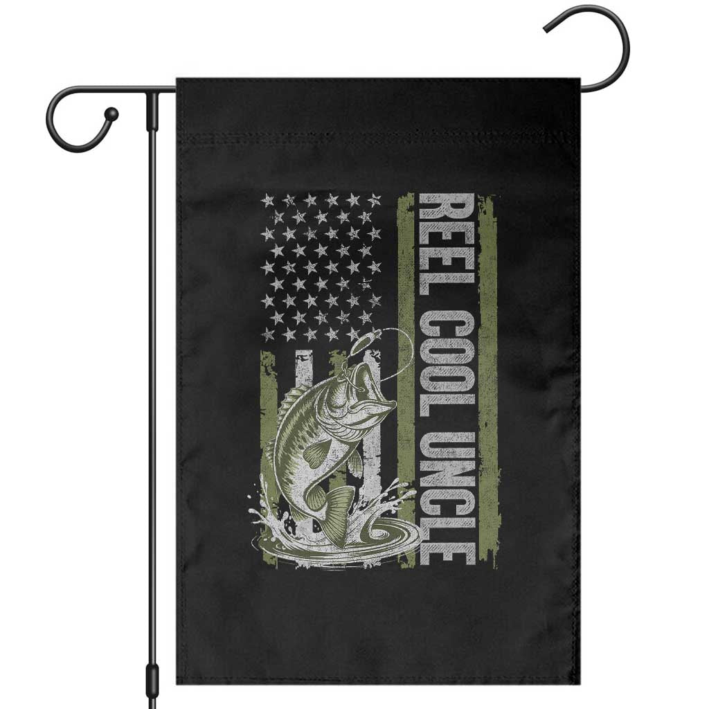 Uncle Fishing Garden Flag Reel Cool Uncle Fisherman US Flag TS10 Black Print Your Wear