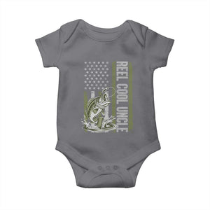 Uncle Fishing Baby Onesie Reel Cool Uncle Fisherman US Flag TS10 Charcoal Print Your Wear