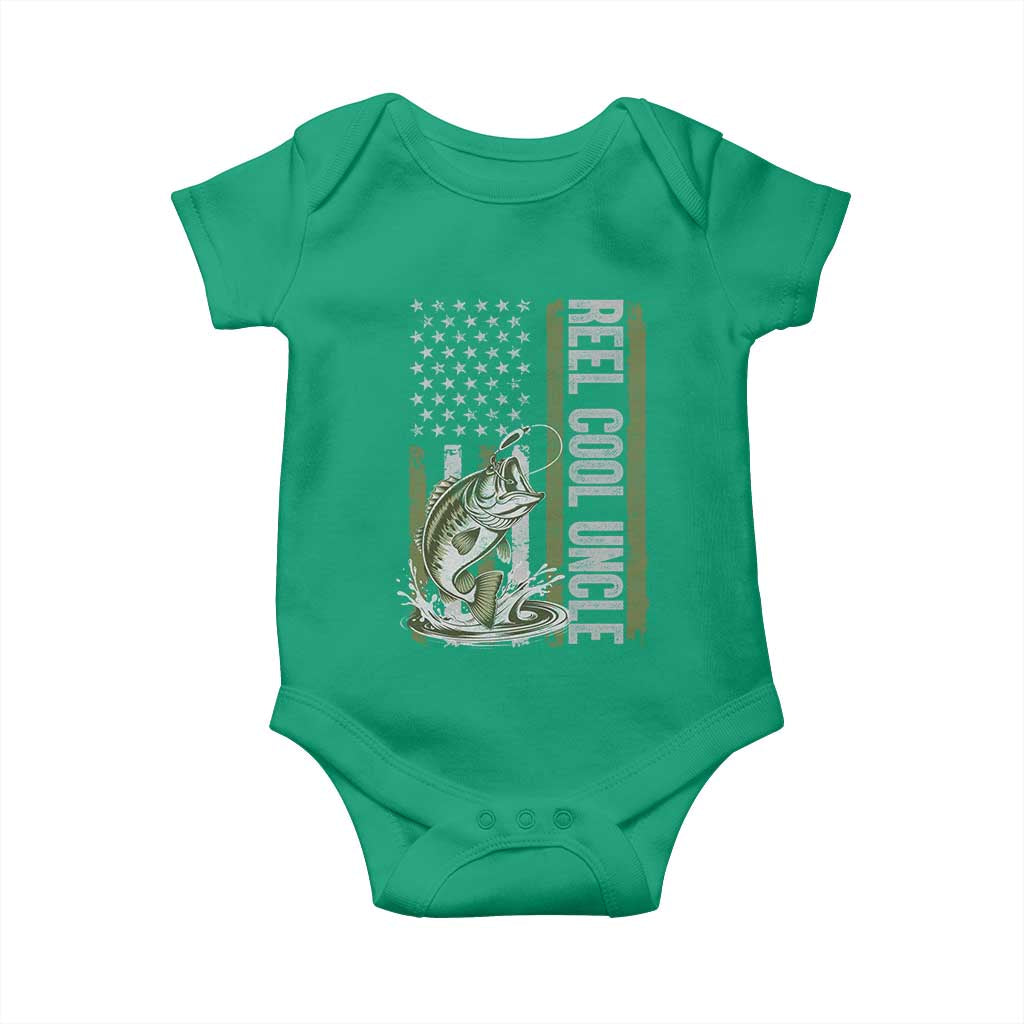 Uncle Fishing Baby Onesie Reel Cool Uncle Fisherman US Flag TS10 Irish Green Print Your Wear