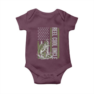 Uncle Fishing Baby Onesie Reel Cool Uncle Fisherman US Flag TS10 Maroon Print Your Wear