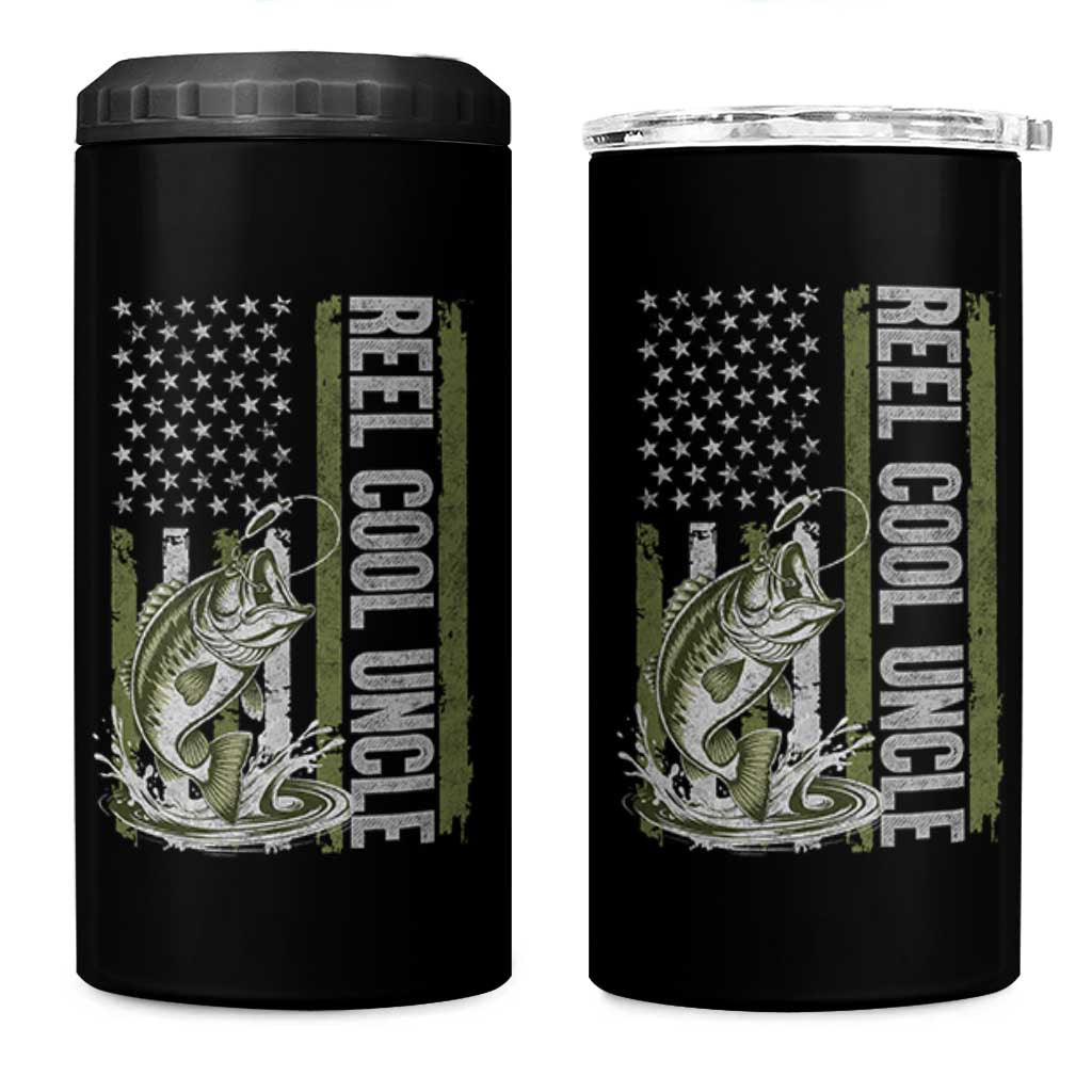 Uncle Fishing 4 in 1 Can Cooler Tumbler Reel Cool Uncle Fisherman US Flag TS10 One Size: 16 oz Black Print Your Wear