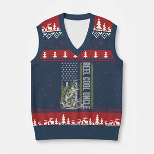 Uncle Fishing V-Neck Knit Sweater Vest Reel Cool Uncle Fisherman US Flag TS10 Navy Red Print Your Wear