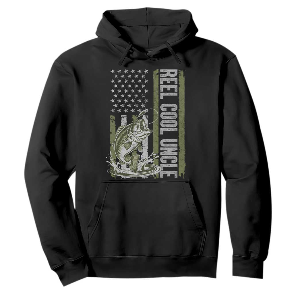 Uncle Fishing Hoodie Reel Cool Uncle Fisherman US Flag TS10 Black Print Your Wear