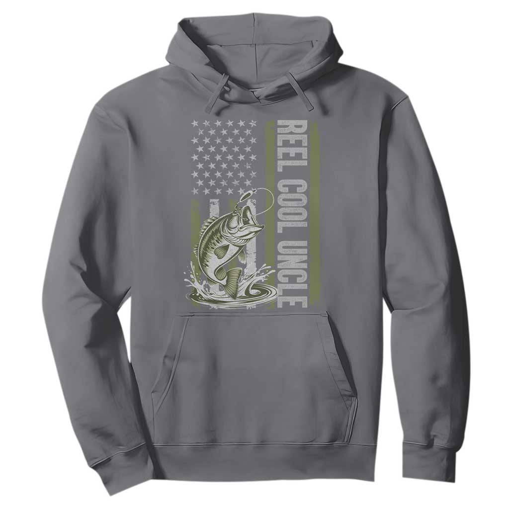 Uncle Fishing Hoodie Reel Cool Uncle Fisherman US Flag TS10 Charcoal Print Your Wear
