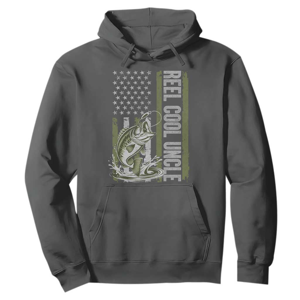 Uncle Fishing Hoodie Reel Cool Uncle Fisherman US Flag TS10 Dark Heather Print Your Wear