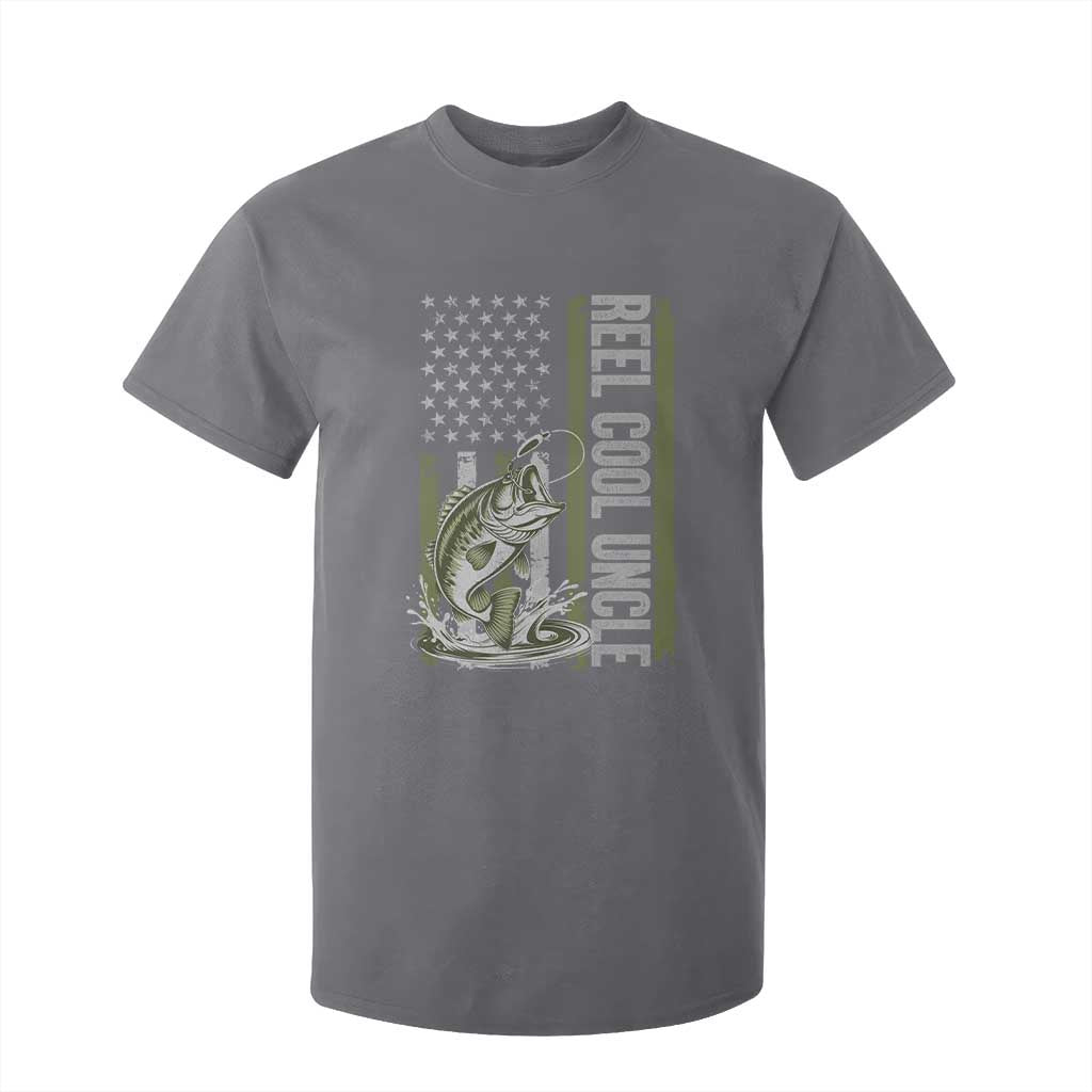 Uncle Fishing T Shirt For Kid Reel Cool Uncle Fisherman US Flag TS10 Charcoal Print Your Wear