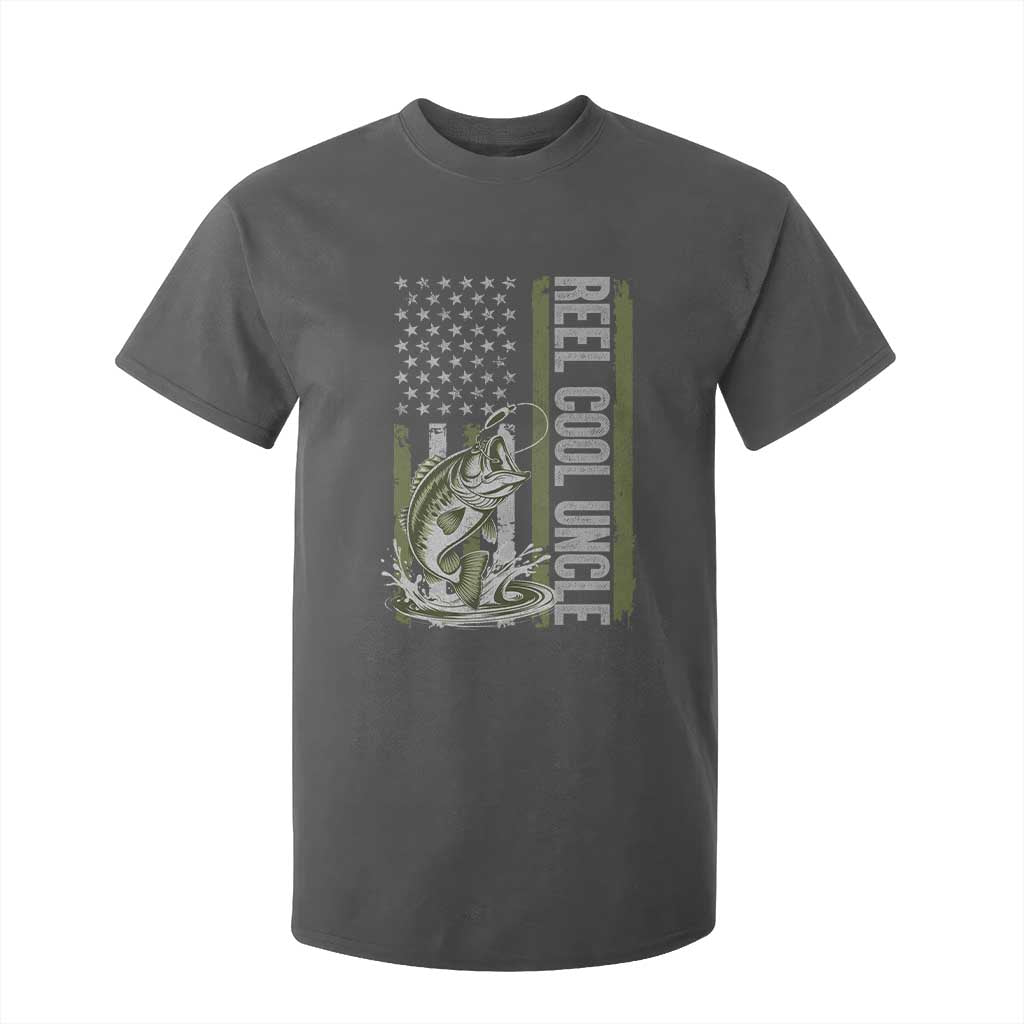 Uncle Fishing T Shirt For Kid Reel Cool Uncle Fisherman US Flag TS10 Dark Heather Print Your Wear