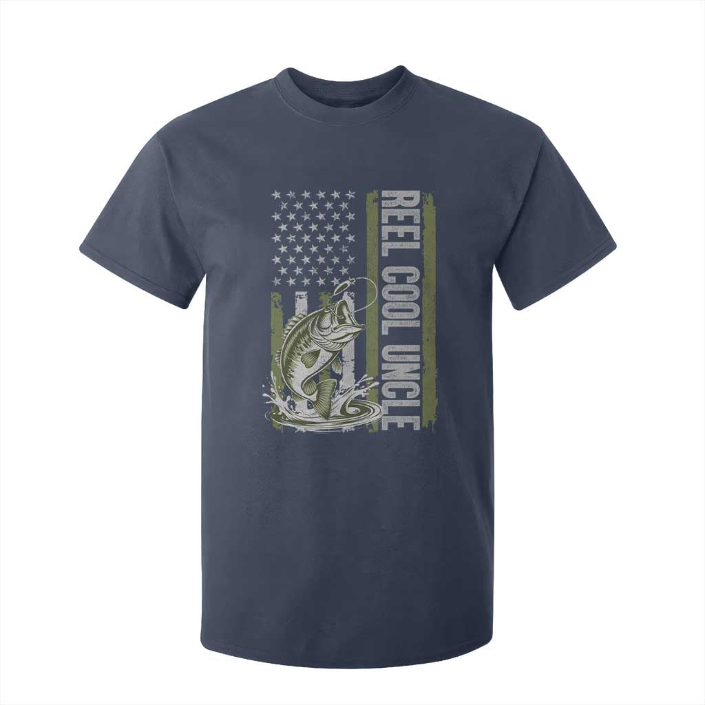 Uncle Fishing T Shirt For Kid Reel Cool Uncle Fisherman US Flag TS10 Navy Print Your Wear
