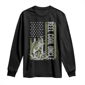 Uncle Fishing Long Sleeve Shirt Reel Cool Uncle Fisherman US Flag TS10 Black Print Your Wear