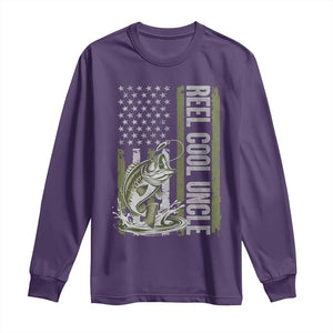 Uncle Fishing Long Sleeve Shirt Reel Cool Uncle Fisherman US Flag TS10 Purple Print Your Wear