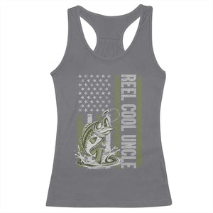 Uncle Fishing Racerback Tank Top Reel Cool Uncle Fisherman US Flag TS10 Charcoal Print Your Wear