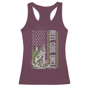 Uncle Fishing Racerback Tank Top Reel Cool Uncle Fisherman US Flag TS10 Maroon Print Your Wear