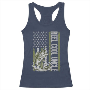 Uncle Fishing Racerback Tank Top Reel Cool Uncle Fisherman US Flag TS10 Navy Print Your Wear