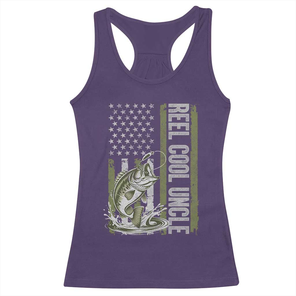 Uncle Fishing Racerback Tank Top Reel Cool Uncle Fisherman US Flag TS10 Purple Print Your Wear