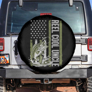 Uncle Fishing Spare Tire Cover Reel Cool Uncle Fisherman US Flag TS10 No hole Black Print Your Wear