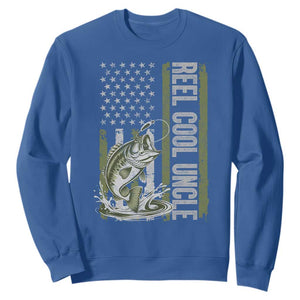 Uncle Fishing Sweatshirt Reel Cool Uncle Fisherman US Flag TS10 Royal Blue Print Your Wear