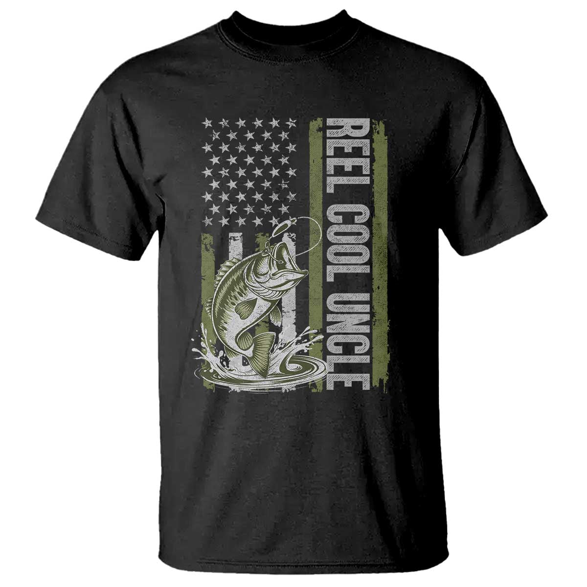 Uncle Fishing T Shirt Reel Cool Uncle Fisherman US Flag TS10 Black Print Your Wear