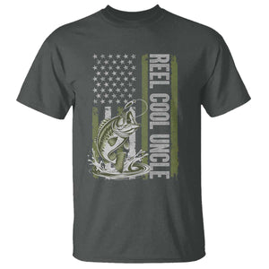 Uncle Fishing T Shirt Reel Cool Uncle Fisherman US Flag TS10 Dark Heather Print Your Wear