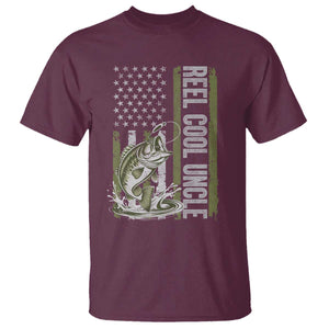 Uncle Fishing T Shirt Reel Cool Uncle Fisherman US Flag TS10 Maroon Print Your Wear