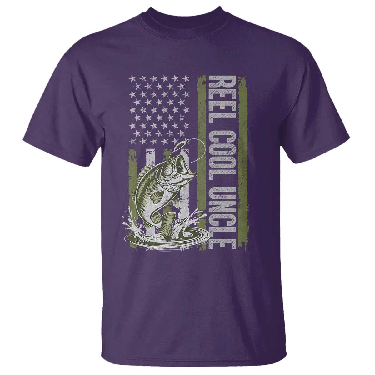 Uncle Fishing T Shirt Reel Cool Uncle Fisherman US Flag TS10 Purple Print Your Wear