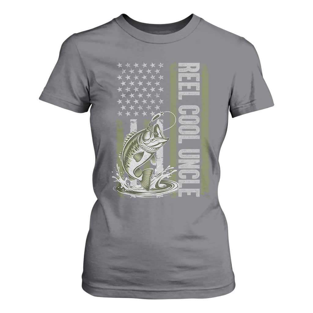 Uncle Fishing T Shirt For Women Reel Cool Uncle Fisherman US Flag TS10 Charcoal Print Your Wear