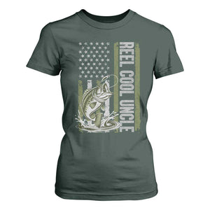 Uncle Fishing T Shirt For Women Reel Cool Uncle Fisherman US Flag TS10 Dark Forest Green Print Your Wear