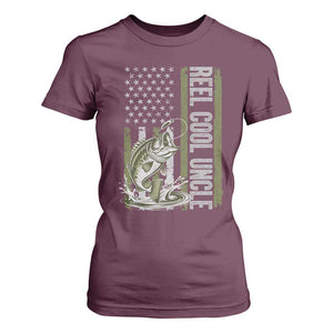 Uncle Fishing T Shirt For Women Reel Cool Uncle Fisherman US Flag TS10 Maroon Print Your Wear