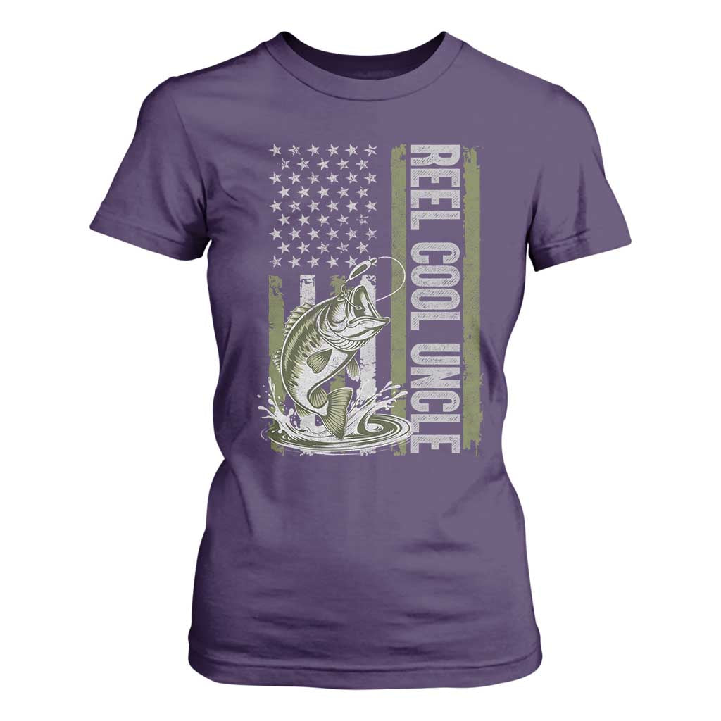 Uncle Fishing T Shirt For Women Reel Cool Uncle Fisherman US Flag TS10 Purple Print Your Wear