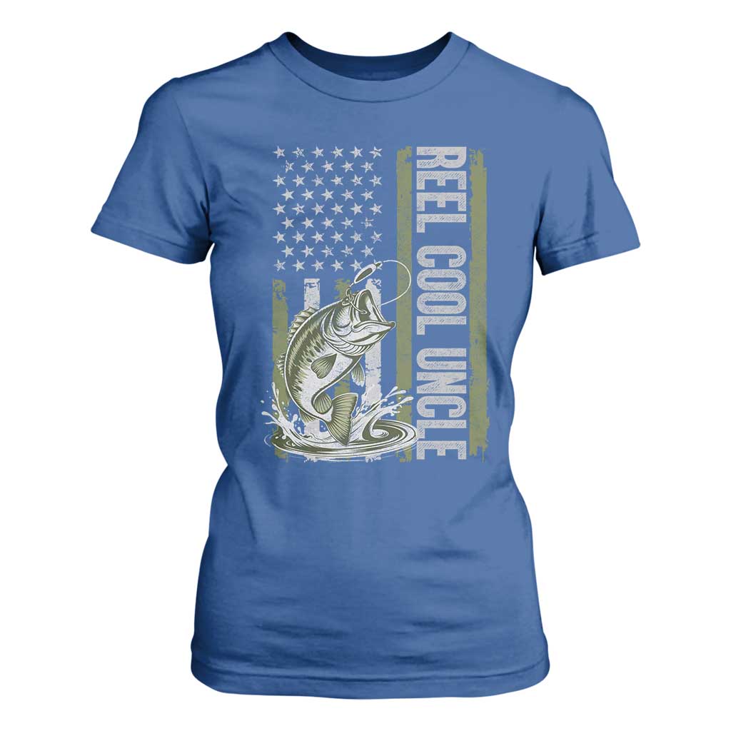 Uncle Fishing T Shirt For Women Reel Cool Uncle Fisherman US Flag TS10 Royal Blue Print Your Wear