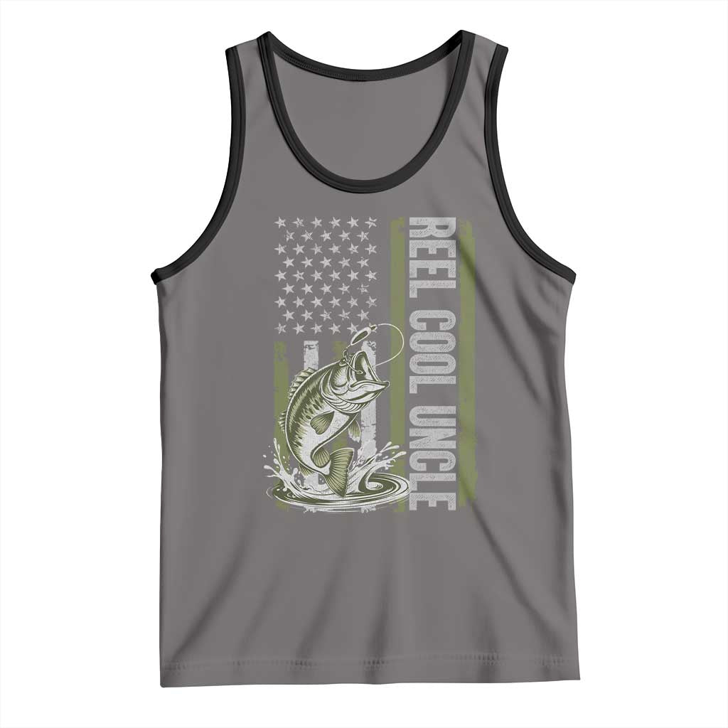 Uncle Fishing Tank Top Reel Cool Uncle Fisherman US Flag TS10 Deep Heather Black Print Your Wear