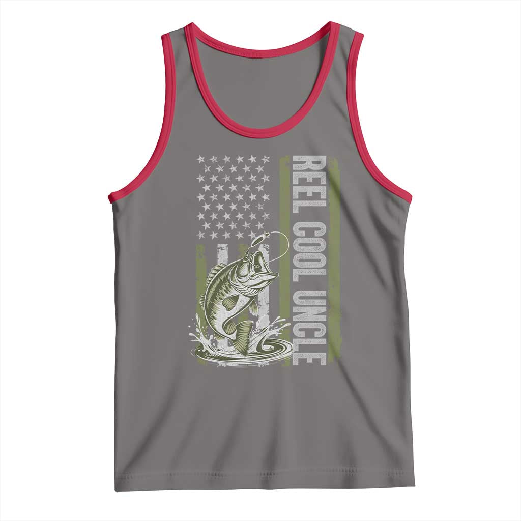 Uncle Fishing Tank Top Reel Cool Uncle Fisherman US Flag TS10 Deep Heather Red Print Your Wear