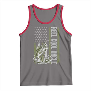 Uncle Fishing Tank Top Reel Cool Uncle Fisherman US Flag TS10 Deep Heather Red Print Your Wear