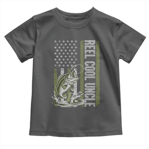 Uncle Fishing Toddler T Shirt Reel Cool Uncle Fisherman US Flag TS10 Dark Heather Print Your Wear