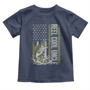 Uncle Fishing Toddler T Shirt Reel Cool Uncle Fisherman US Flag TS10 Navy Print Your Wear